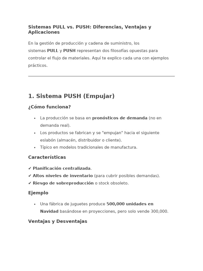 Sistema Pull y Push | PDF | Lean Manufacturing | Economias