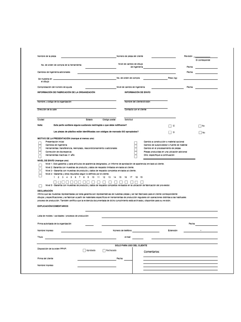Formato PSW para Presentación de Piezas | PDF