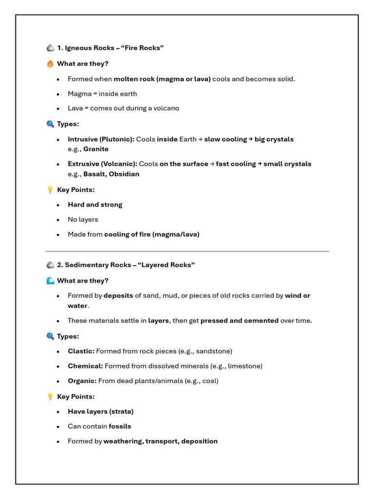 Rock Cycle Overview and Types of Rocks | PDF