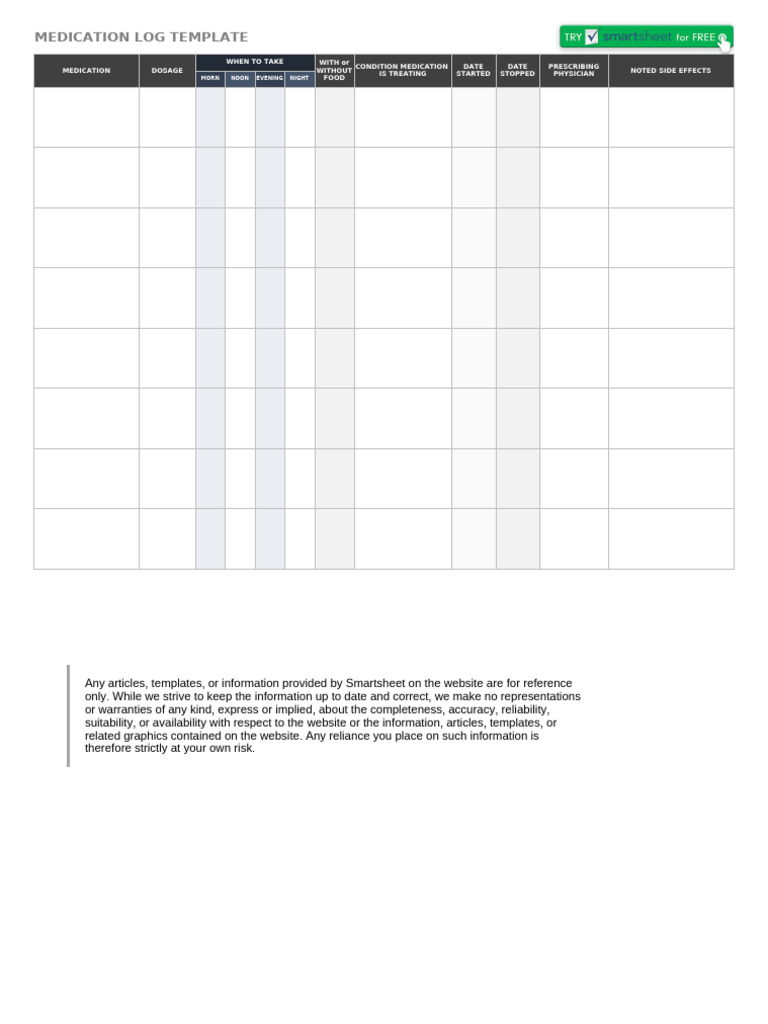 Medication Log Template for Tracking | PDF