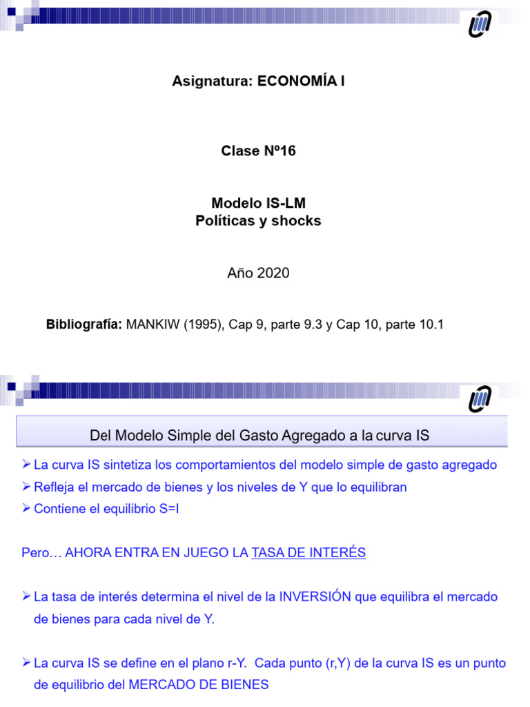 Clase Modelo IS LM | PDF | La política fiscal | La política monetaria