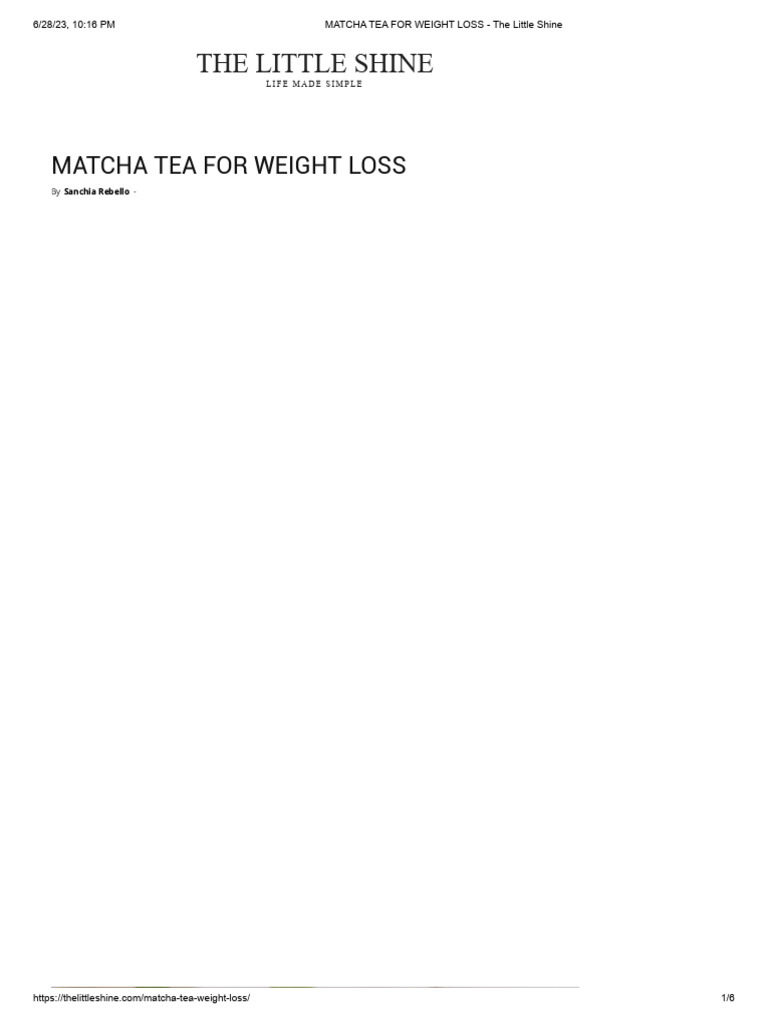 Matcha Tea For Weight Loss - The Little Shine | PDF | Weight Loss | Tea