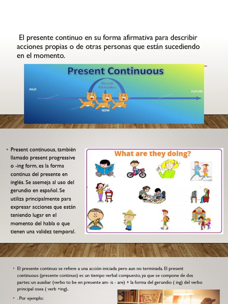 Estructura y ejemplos del presente continuo | PDF | Verbo | Tipología ...