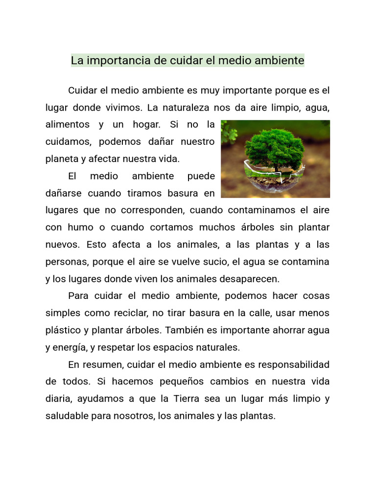 Cuidados esenciales del medio ambiente | PDF