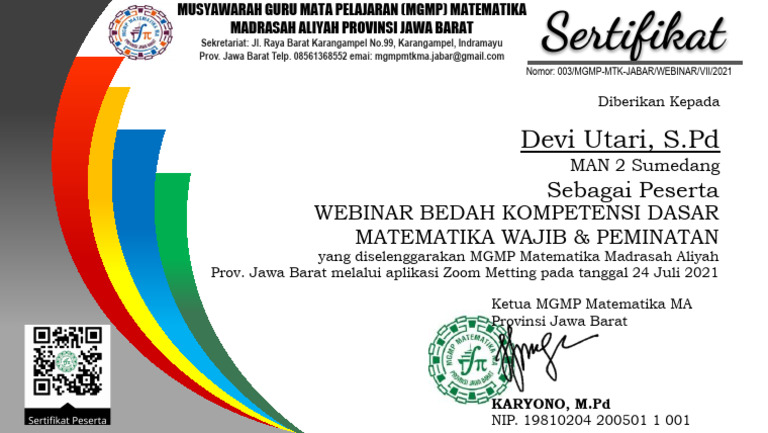 Sertifikat Webinar Devi | PDF
