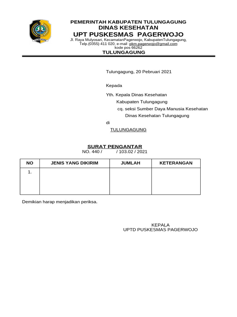 Form Surat Pengantar | PDF