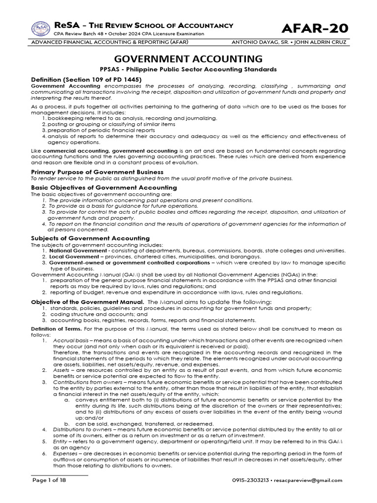 Government Accounting Overview and Standards | PDF | Budget | Expense