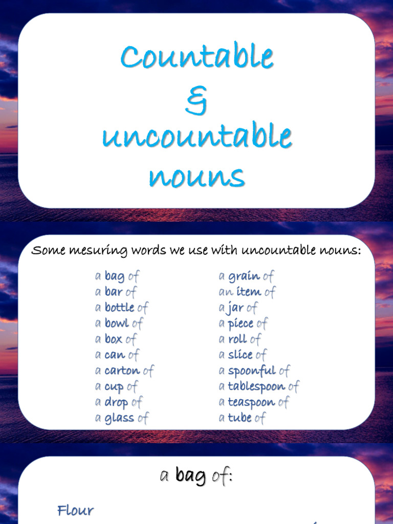 Countable and Uncountable Nouns Bel (1) - 2-24 | PDF