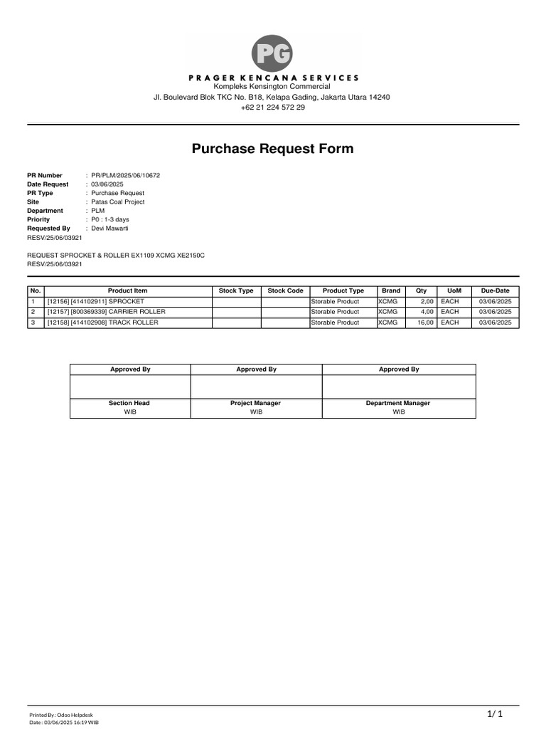 Purchase Request Printout-Jg | PDF