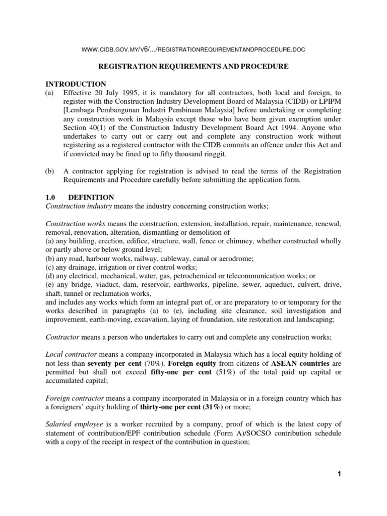 Registration Requirement and Procedure PDF Joint Venture Sole