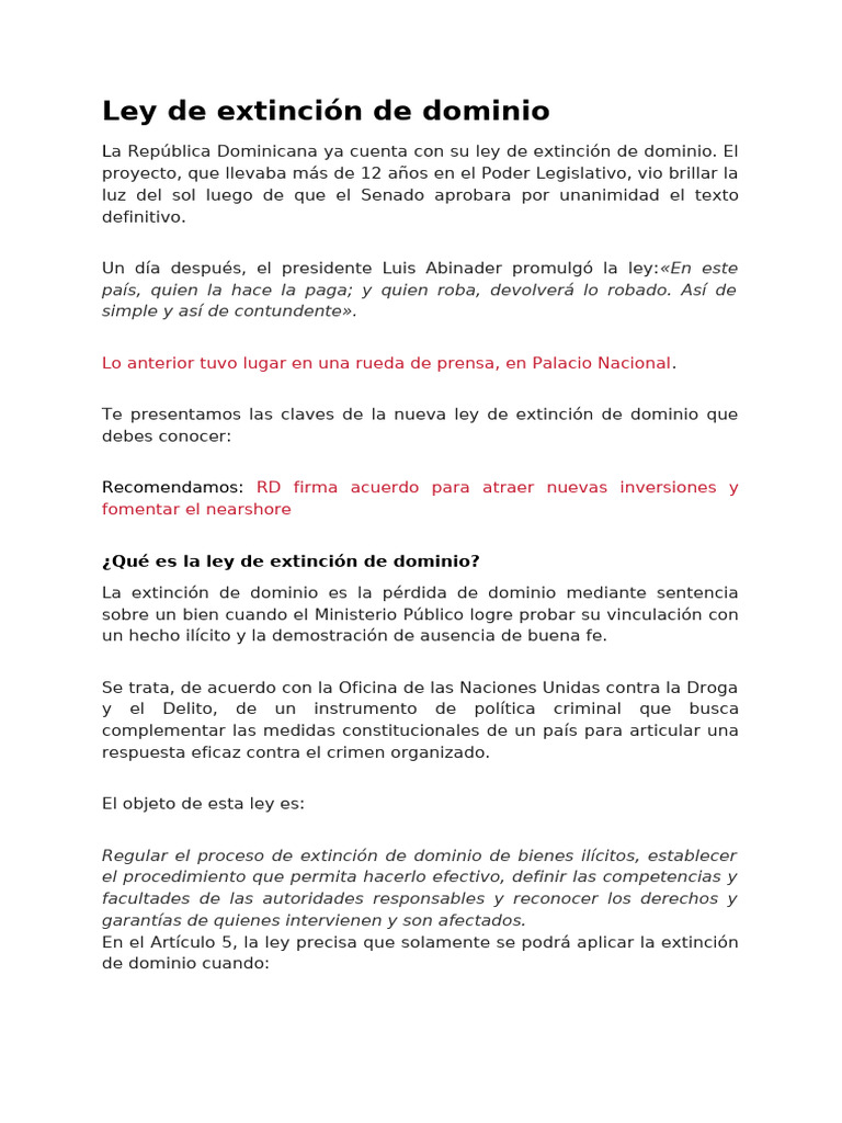 Ley de Extincion de Dominio | PDF | Propiedad | Crímenes