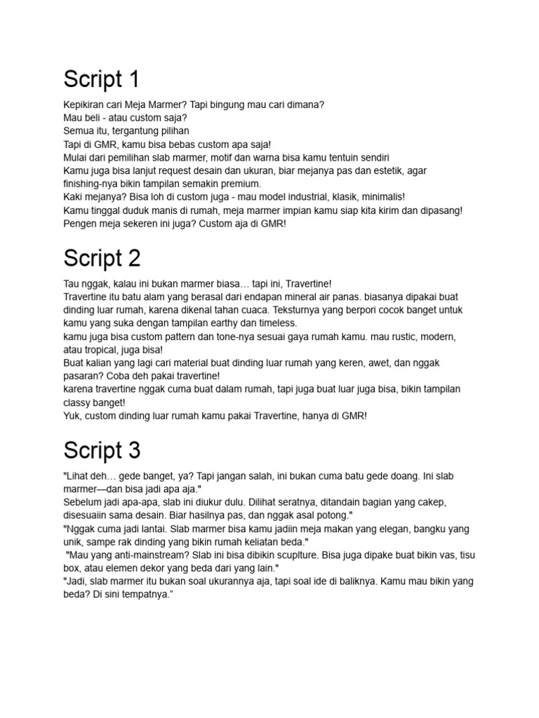 Script Reels GMR | PDF