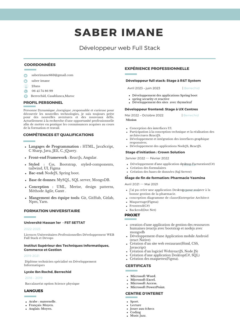 Développeur Web Full Stack en recherche d'emploi | PDF | Internet ...