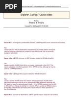 Explorer Call Log - Cause Codes