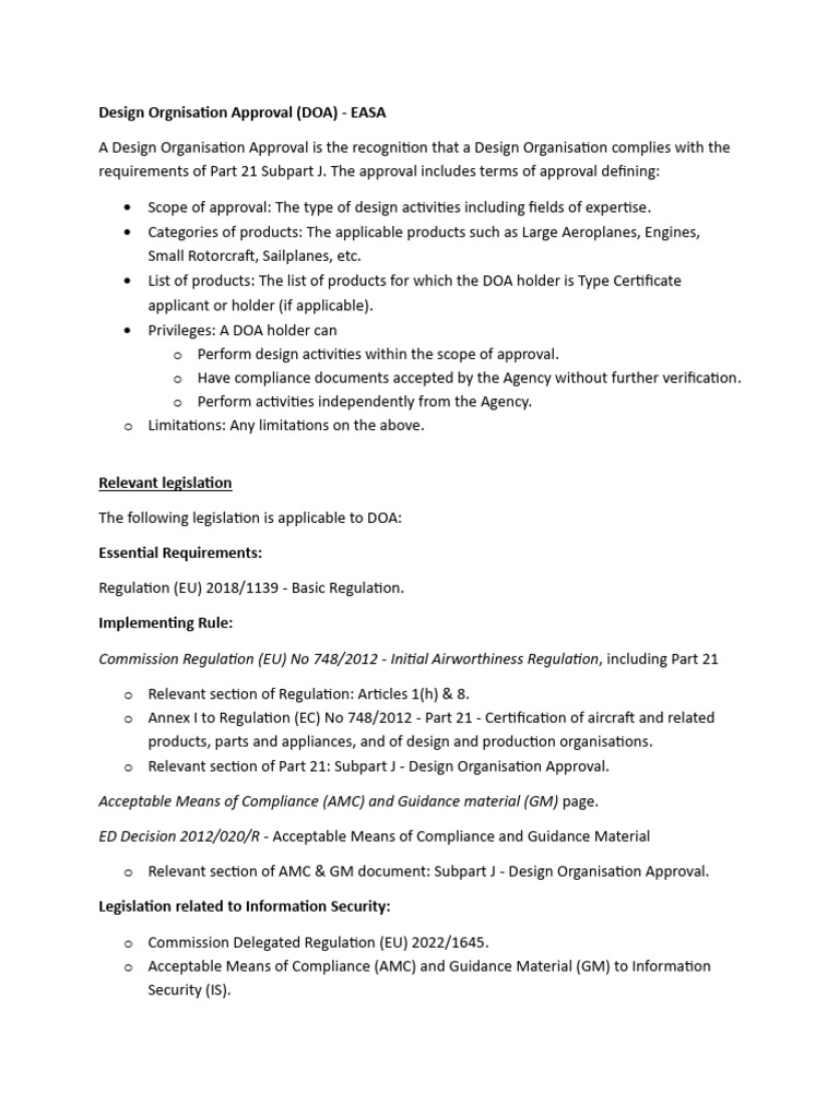 Design Organisation Approval - EASA | PDF | Justice | Crime & Violence