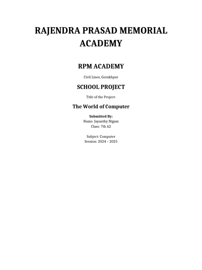 School Project Cover Page | PDF