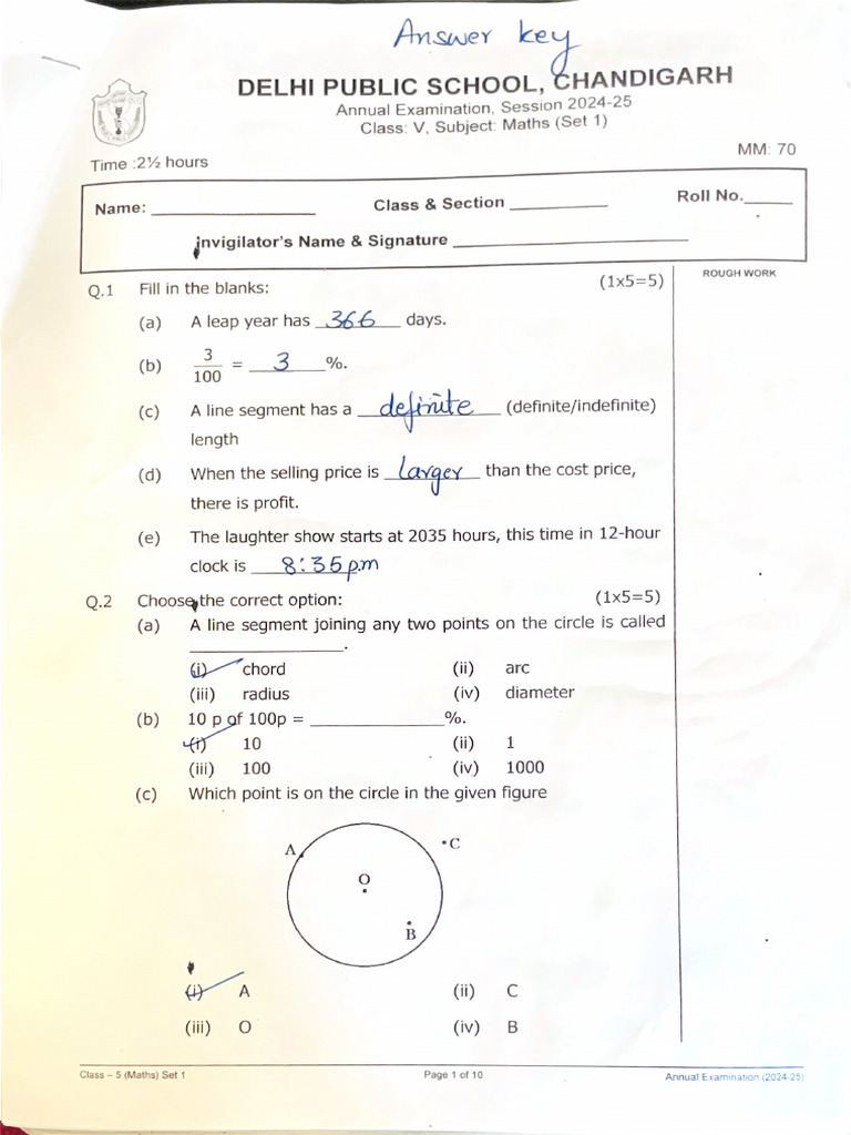 Answer Key Set 1 | PDF