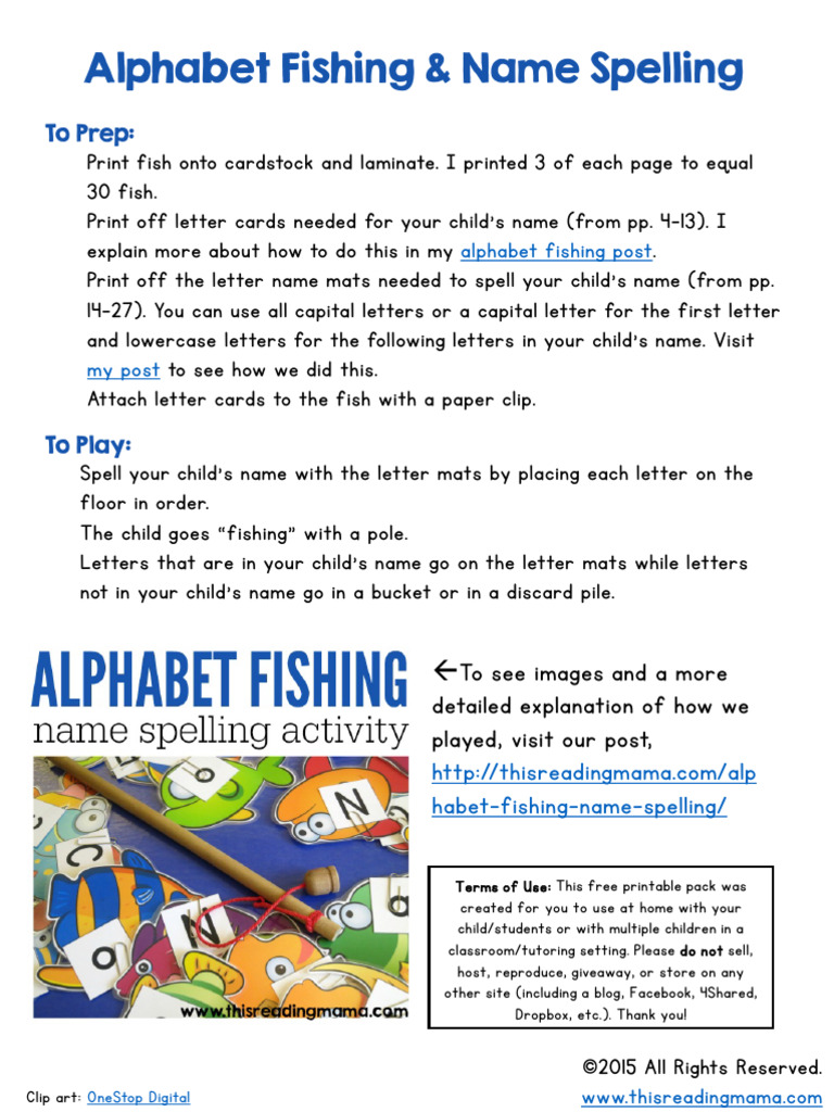 Alphabet Fishing and Name Spelling Game | PDF | Letter Case | Writing