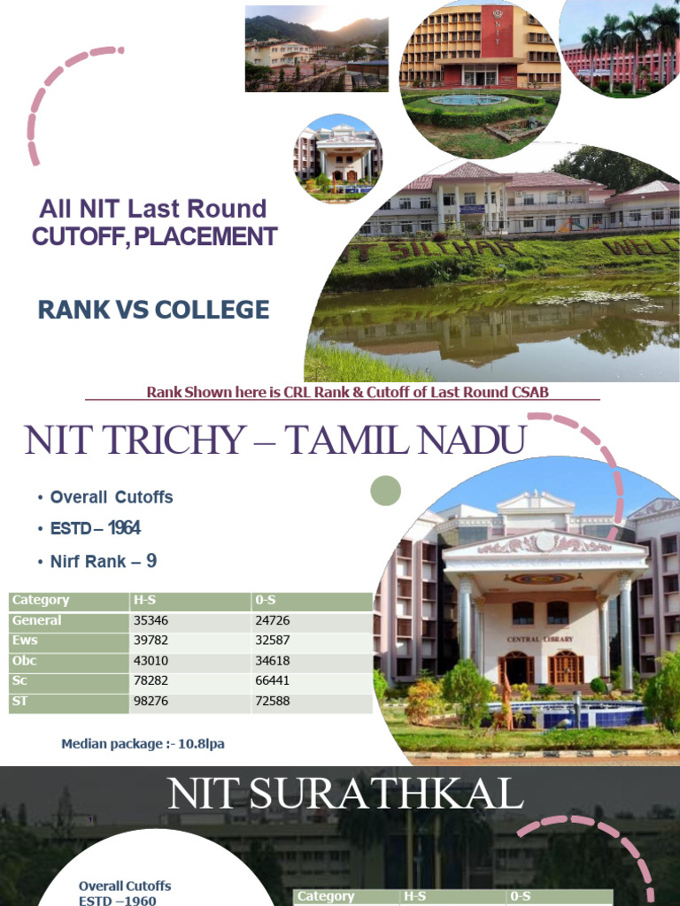 All Nit Last Round Cutoff | PDF | Statistics Of Education | Vocational ...