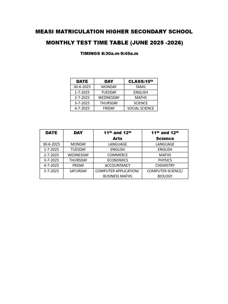 10 Time Table | PDF