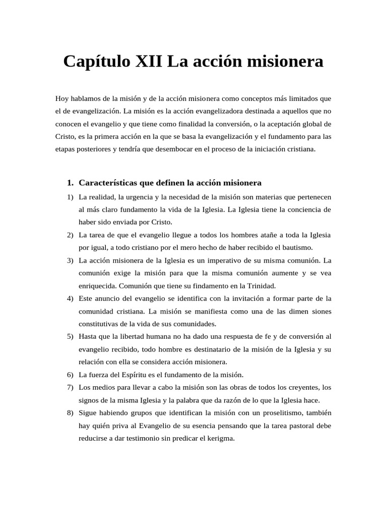 La acción misionera en la Iglesia | PDF | Iglesia Católica | Evangelización