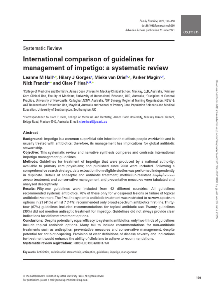 International Guidelines for Impetigo Management | PDF | Methicillin ...