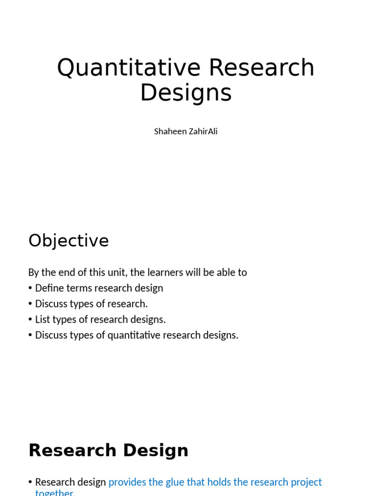 Types of Quantitative Research Designs | PDF | Statistics ...