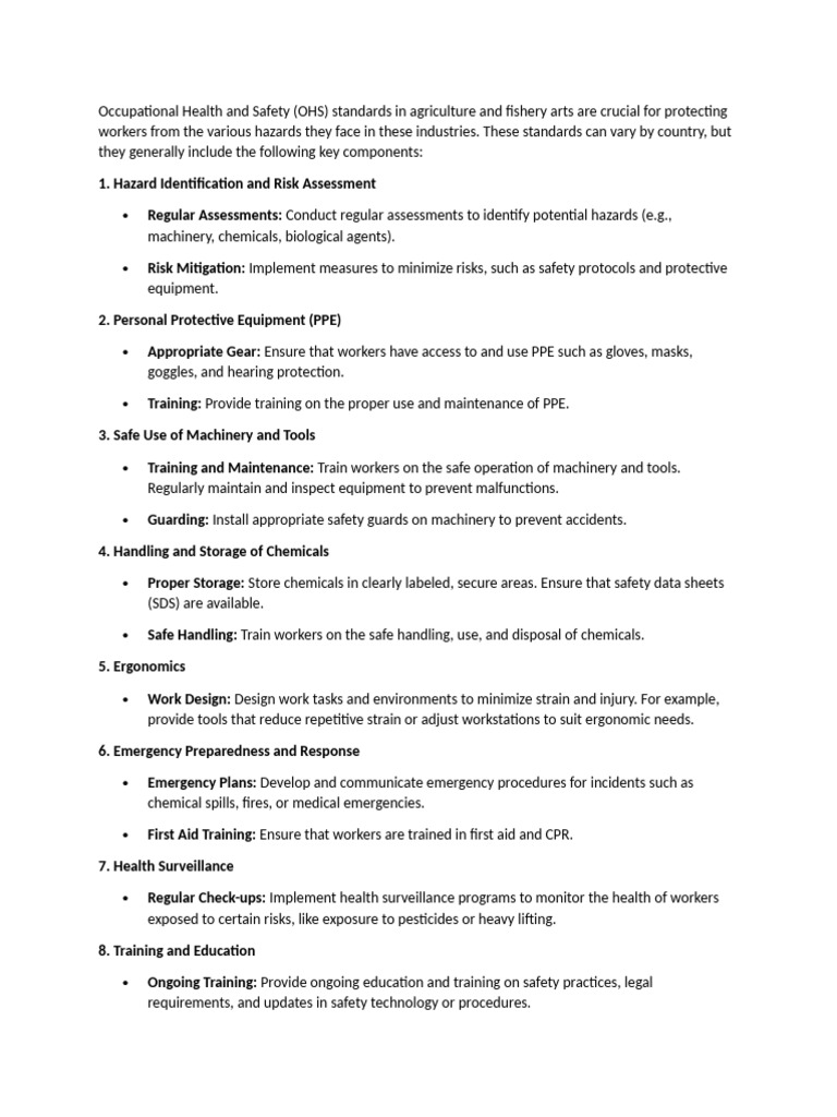 OHS Standards in Agriculture vs. Fishery | PDF | Occupational Safety ...