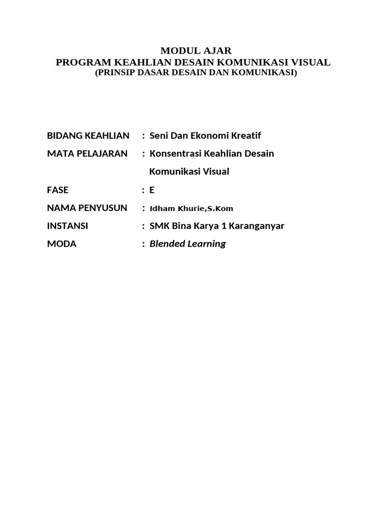 Modul Ajar Desain Komunikasi Visual | PDF