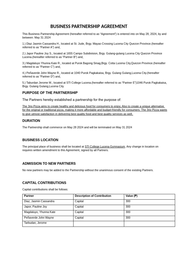 Partnership Agreement 2.0 | PDF