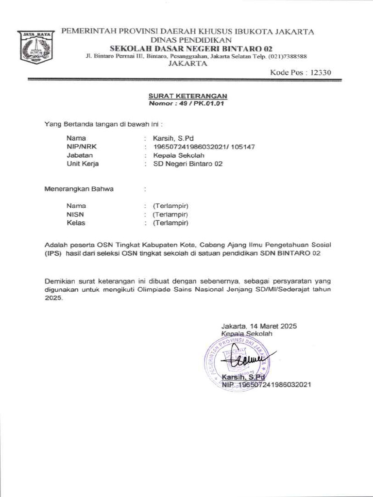 Surat Keteran Osn Ips - 11zon | PDF