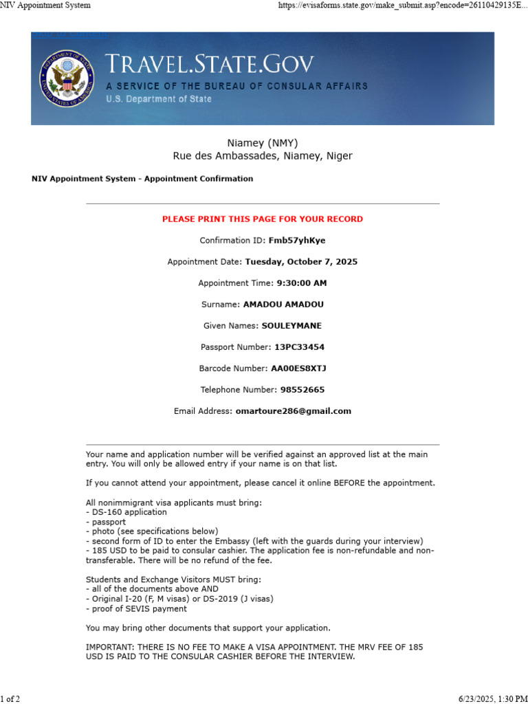 Nonimmigrant Visa Appointment Guide | PDF | Travel Visa | Government ...