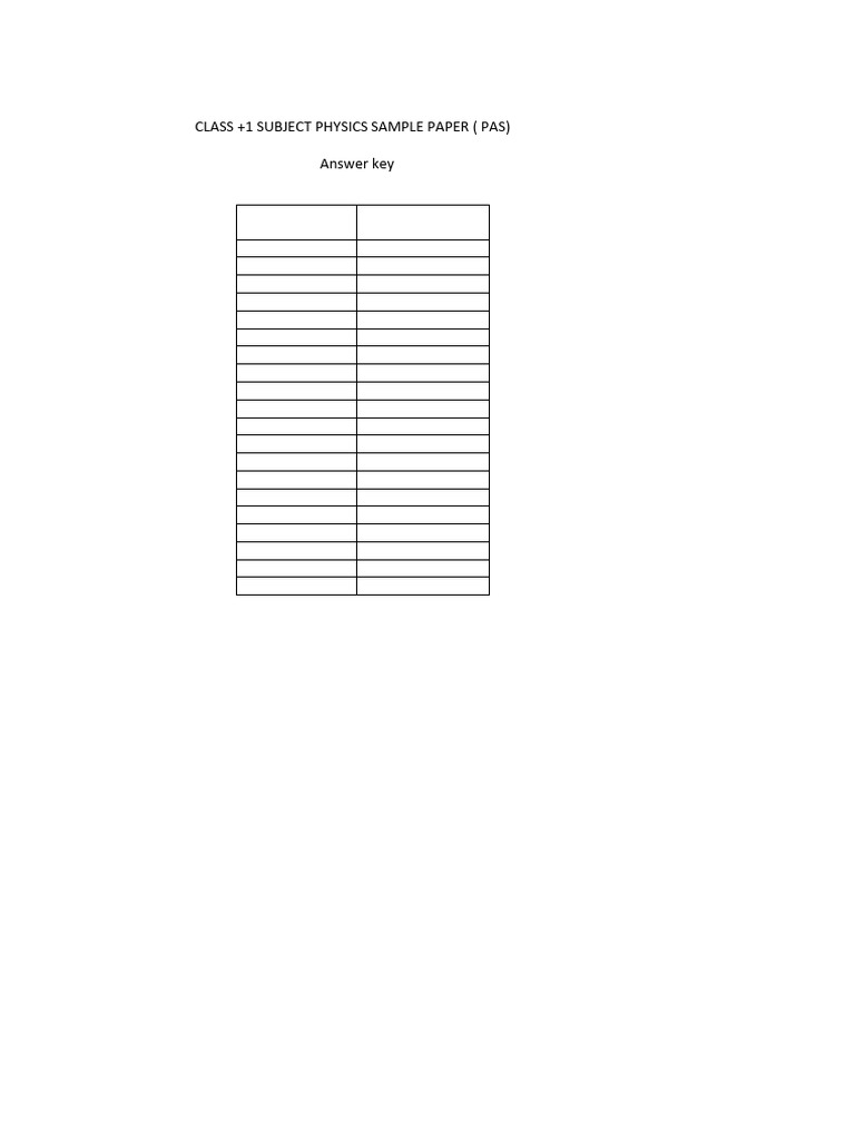 Physics Sample Paper Answer Key | PDF
