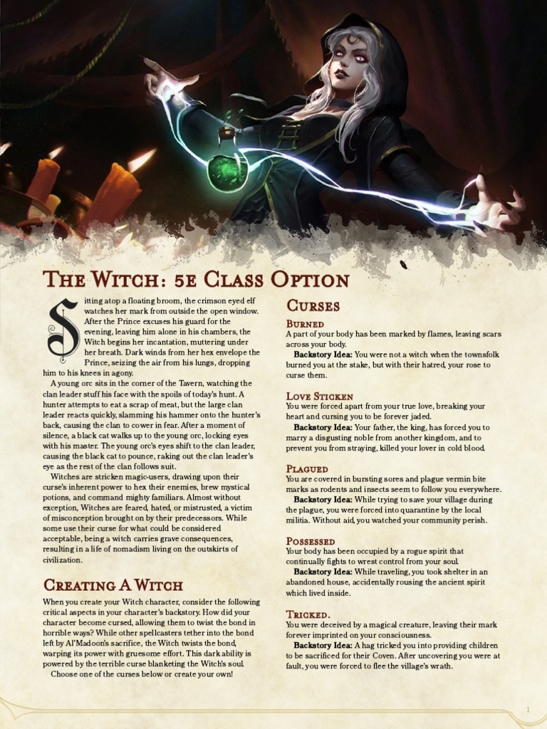 Witch Class for D&D 5e: Character Guide | PDF