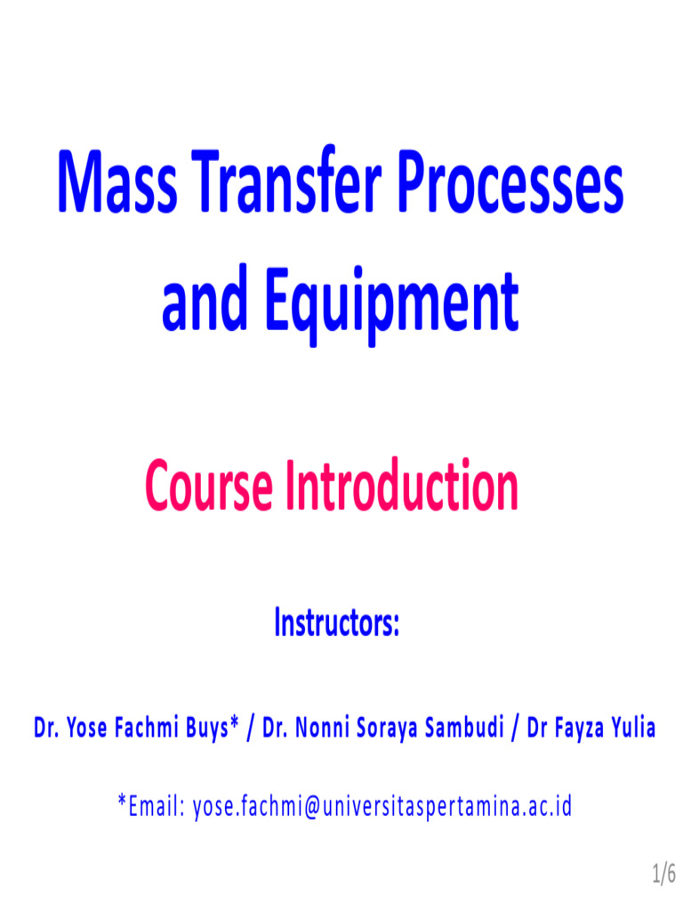 Mass Transfer Processes Course Overview | PDF | Diffusion | Materials ...