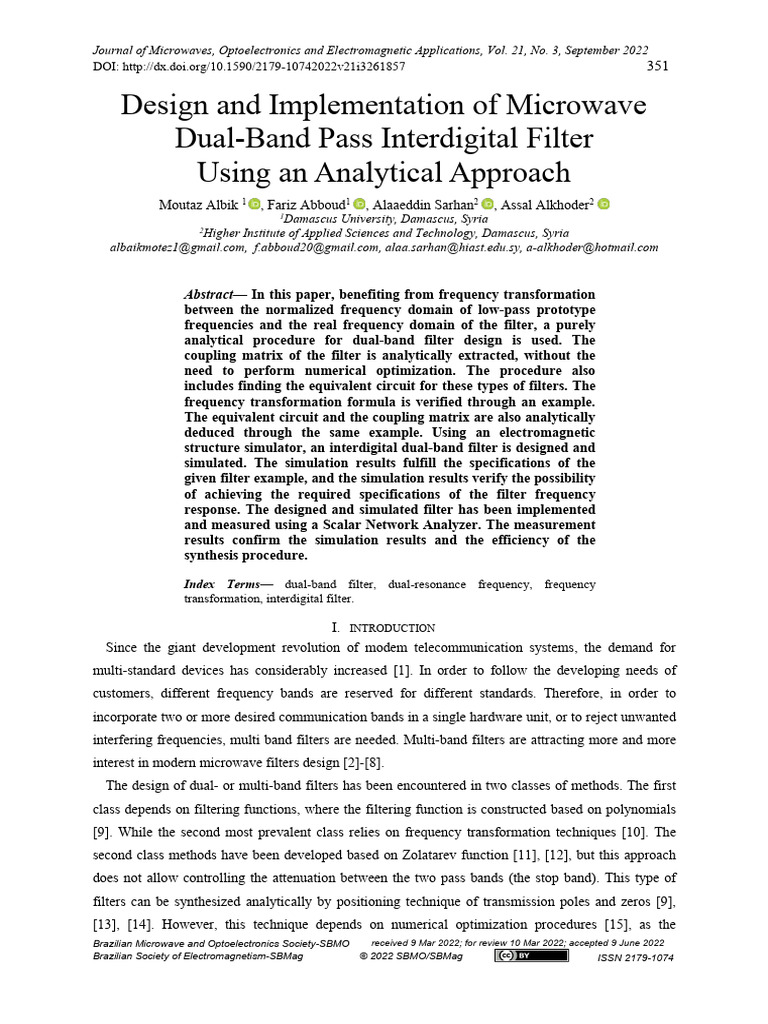 Design and Implementation of Microwave Dual-Band P | PDF | Low Pass ...