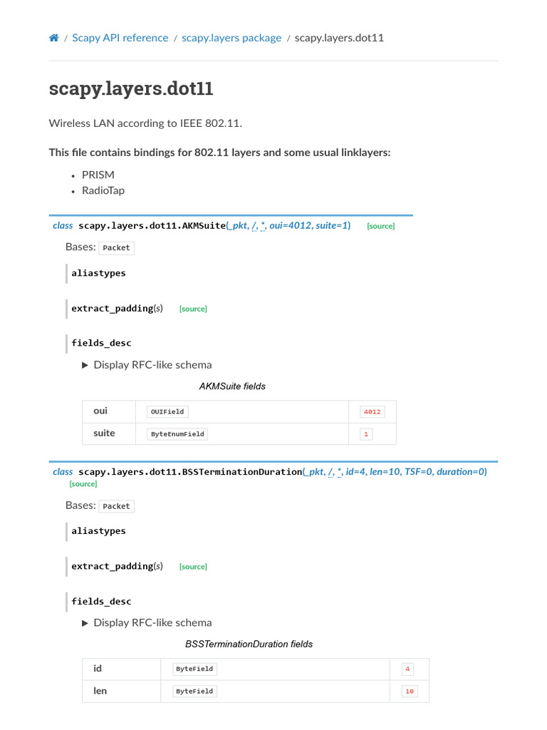 Scapy Dot11 Layer Documentation | PDF | Information And Communications ...
