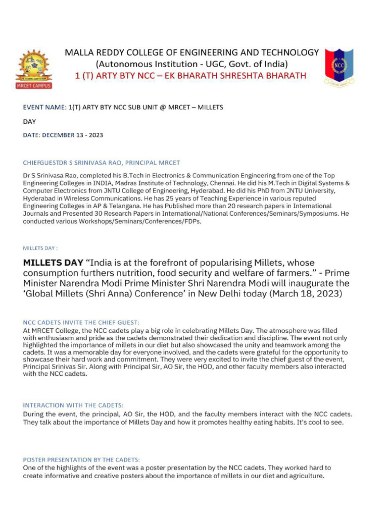 Millets Day | PDF