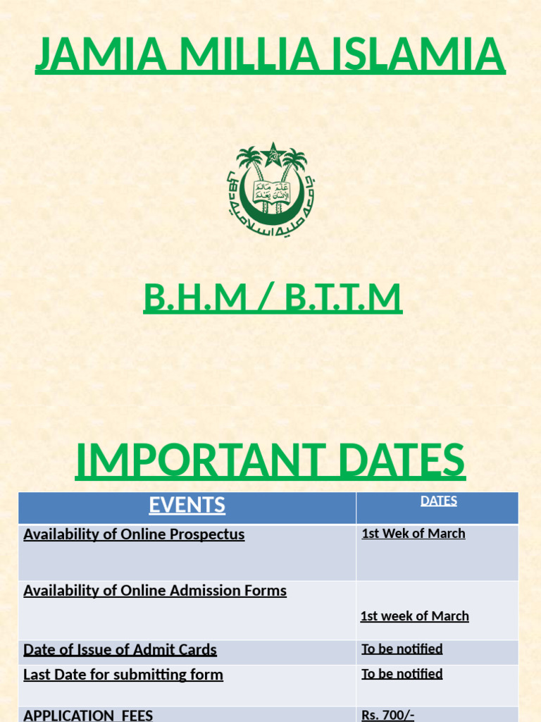 B.H.M B.T.T.M Syllabus | PDF