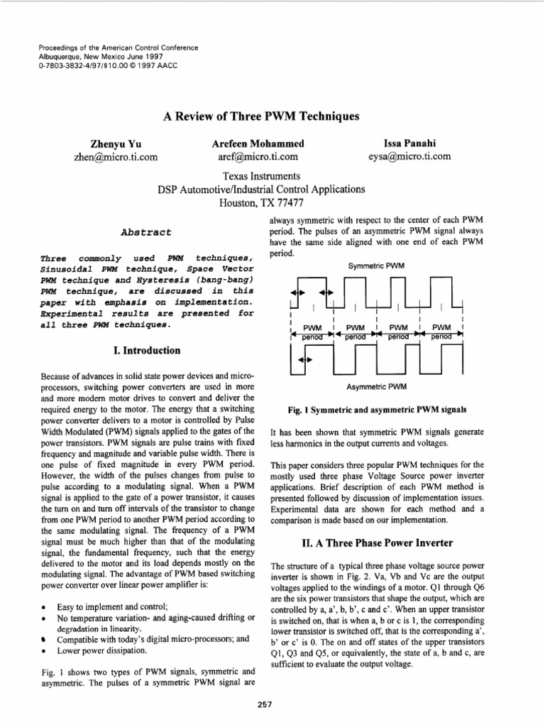 PWM Techniques for Motor Control | PDF | Power Inverter | Modulation