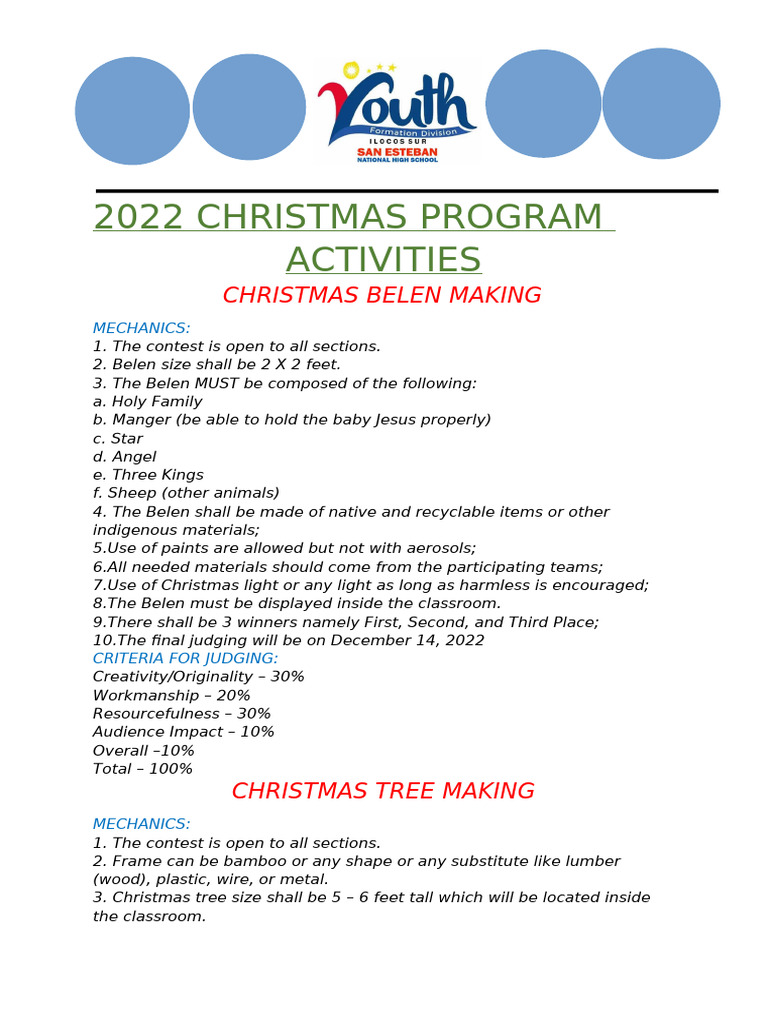 2022 Christmas Program Contest Guidelines | PDF | Christmas