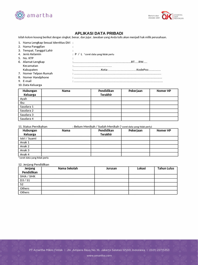 Application Form - AMF | PDF