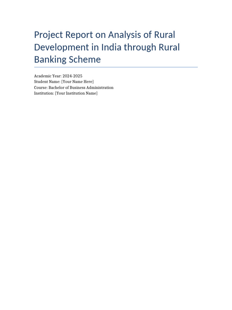 Rural Development Banking Report | PDF