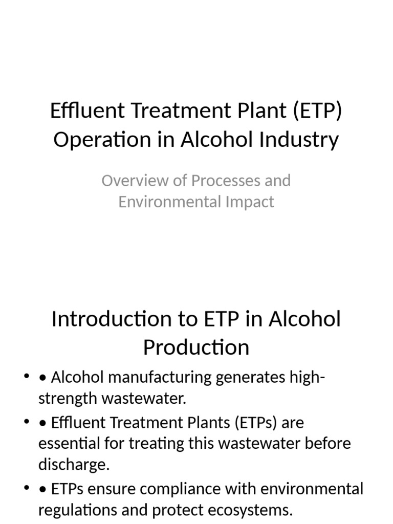 ETP Operations in Alcohol Industry | PDF
