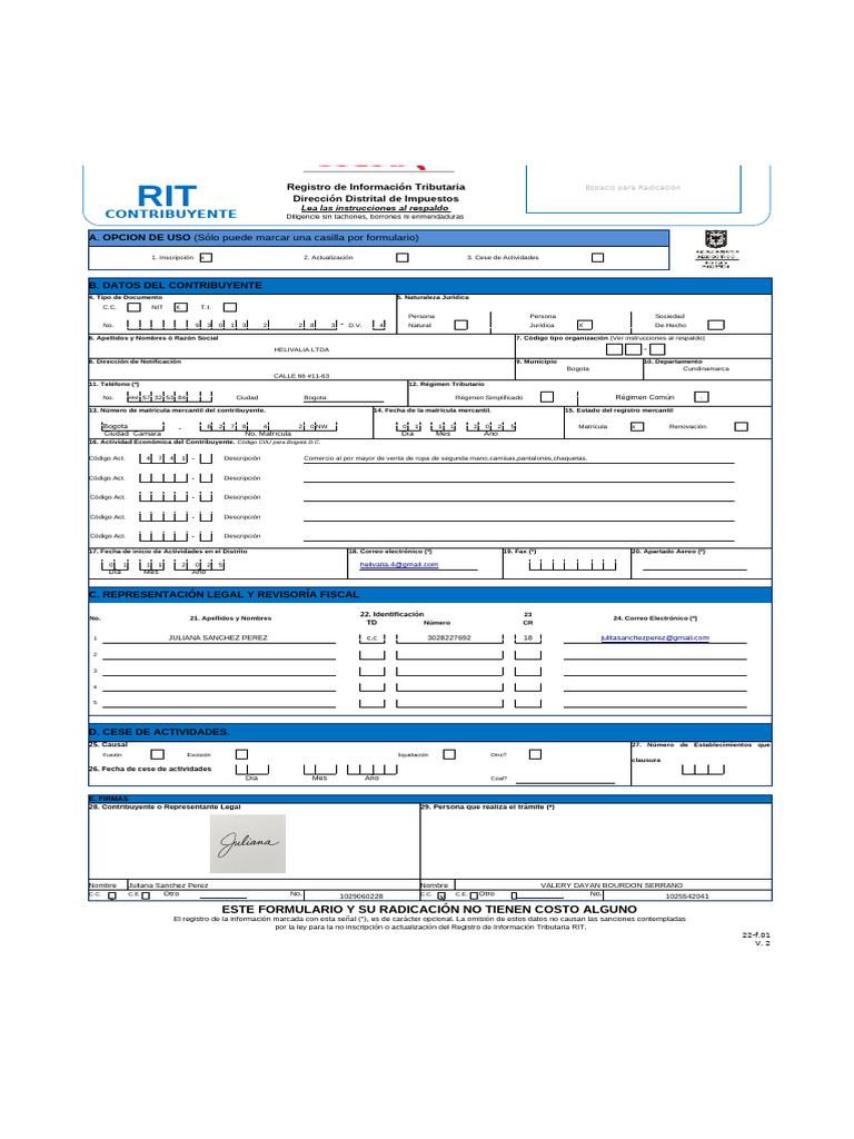 Registro de Información Tributaria RIT | PDF