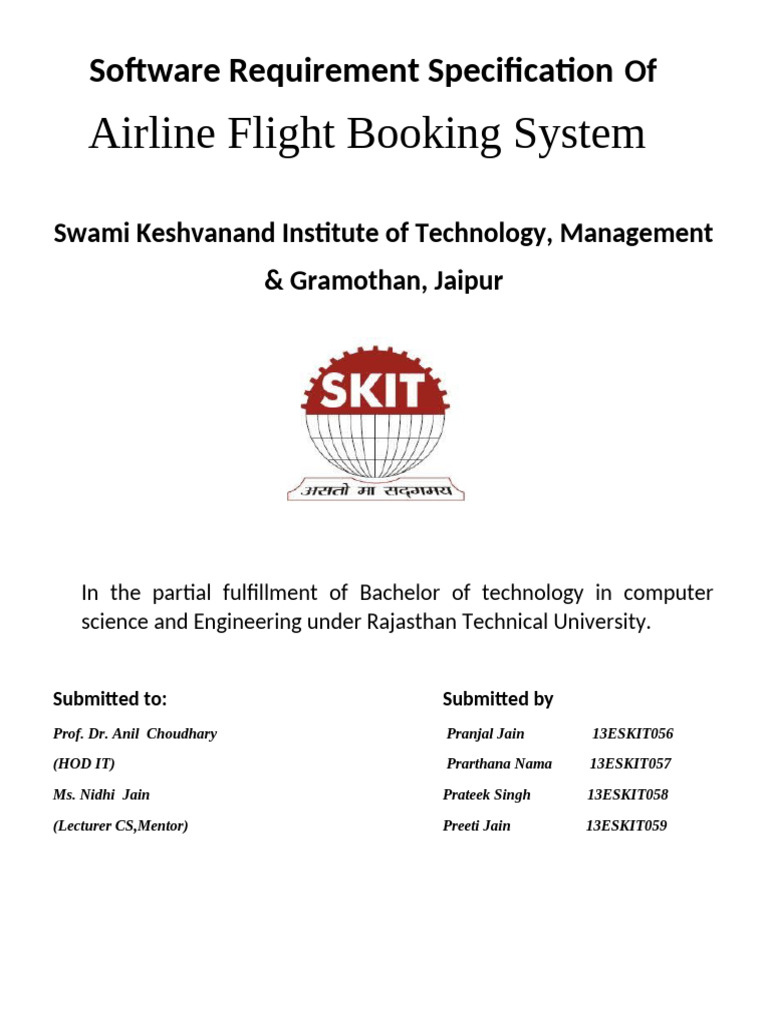 Airline Flight Booking SRS Document | PDF | World Wide Web | Internet & Web