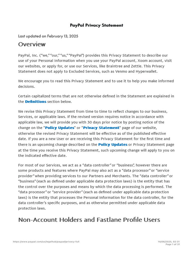 PayPal Privacy Statement | PDF | Pay Pal | Http Cookie