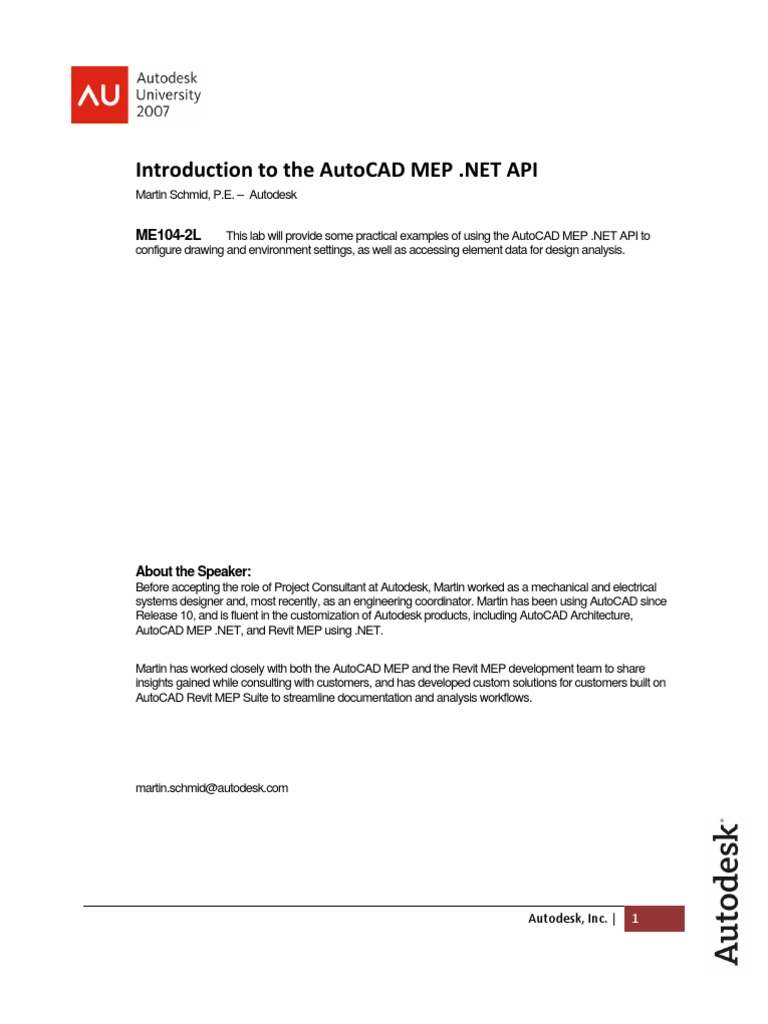 AutoCAD MEP .NET API Overview | PDF | Autodesk | Auto Cad