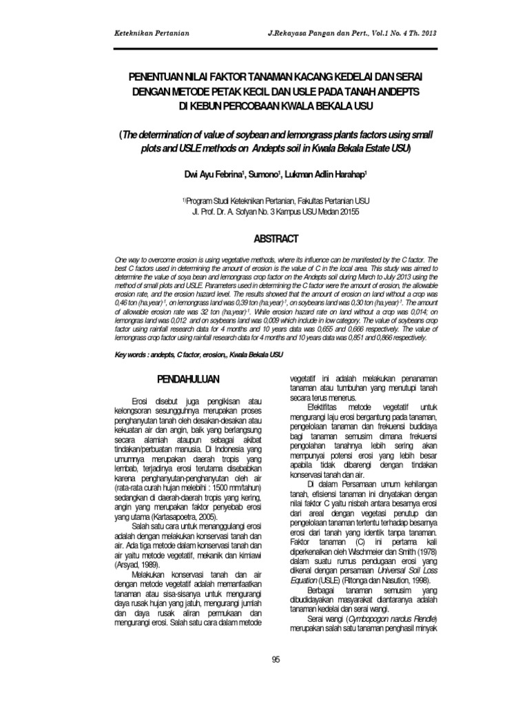Faktor Tanaman Kedelai dan Serai pada Erosi | PDF