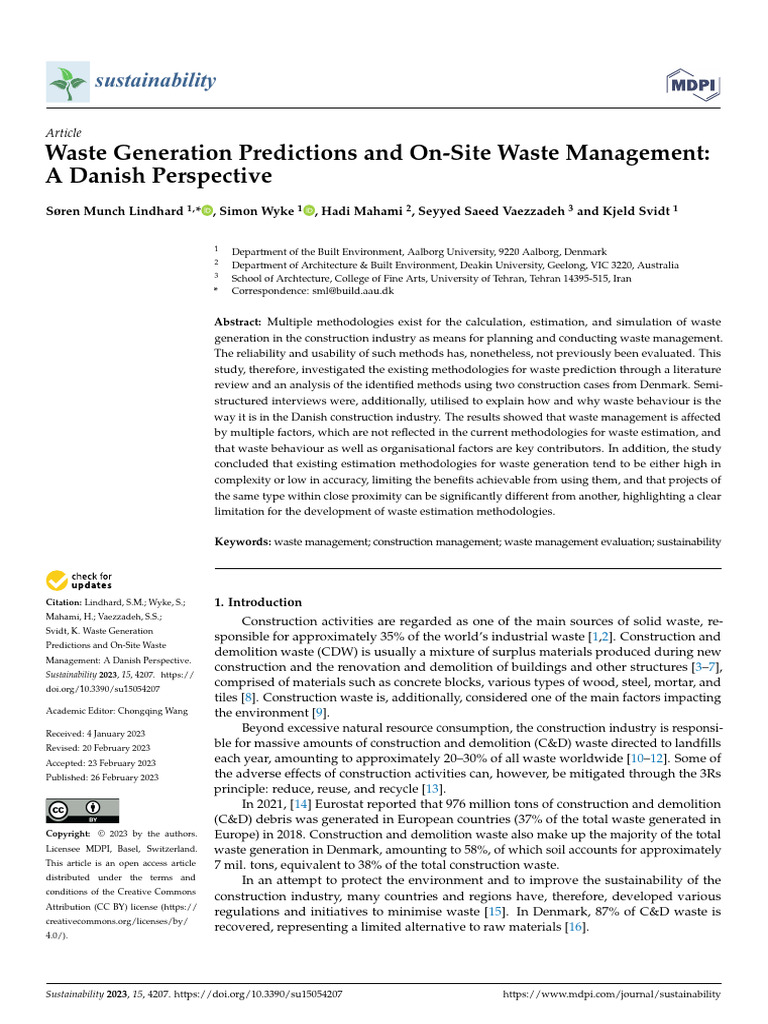 Danish Waste Management in Construction | PDF | Waste | Methodology